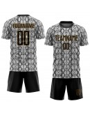 Best Pro Custom Black Black-Old Gold Sublimation Snakeskin Soccer Uniform Jersey