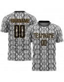 Best Pro Custom Black Black-Old Gold Sublimation Snakeskin Soccer Uniform Jersey