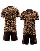 Best Pro Custom Brown Brown-Old Gold Sublimation Leopard Soccer Uniform Jersey