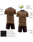 Best Pro Custom Brown Brown-Old Gold Sublimation Leopard Soccer Uniform Jersey