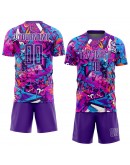 Best Pro Custom Graffiti Pattern Purple-White Sublimation Soccer Uniform Jersey