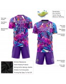 Best Pro Custom Graffiti Pattern Purple-White Sublimation Soccer Uniform Jersey