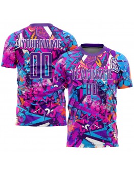 Best Pro Custom Graffiti Pattern Purple-White Sublimation Soccer Uniform Jersey