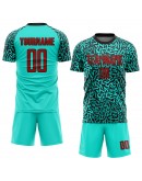 Best Pro Custom Aqua Red-Black Sublimation Soccer Uniform Jersey