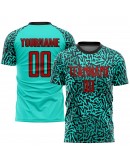 Best Pro Custom Aqua Red-Black Sublimation Soccer Uniform Jersey