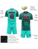 Best Pro Custom Aqua Red-Black Sublimation Soccer Uniform Jersey