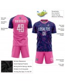 Best Pro Custom Navy White-Pink Sublimation Soccer Uniform Jersey