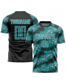 Best Pro Custom Aqua Aqua-Black Sublimation Soccer Uniform Jersey