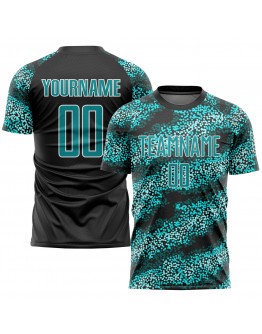 Best Pro Custom Aqua Aqua-Black Sublimation Soccer Uniform Jersey