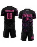 Best Pro Custom Black Pink-Light Blue Sublimation Soccer Uniform Jersey