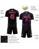 Best Pro Custom Black Pink-Light Blue Sublimation Soccer Uniform Jersey