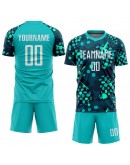 Best Pro Custom Aqua White-Navy Sublimation Soccer Uniform Jersey