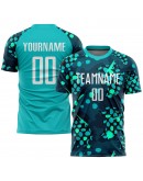 Best Pro Custom Aqua White-Navy Sublimation Soccer Uniform Jersey