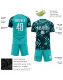 Best Pro Custom Aqua White-Navy Sublimation Soccer Uniform Jersey