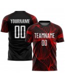 Best Pro Custom Black White-Red Sublimation Soccer Uniform Jersey