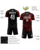 Best Pro Custom Black White-Red Sublimation Soccer Uniform Jersey