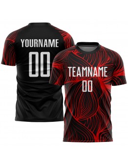 Best Pro Custom Black White-Red Sublimation Soccer Uniform Jersey