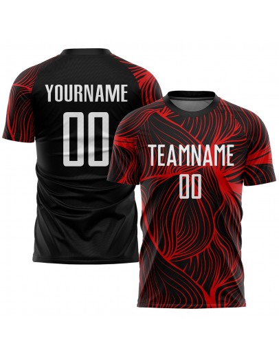 Best Pro Custom Black White-Red Sublimation Soccer Uniform Jersey