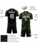 Best Pro Custom Black White-Neon Green Sublimation Soccer Uniform Jersey