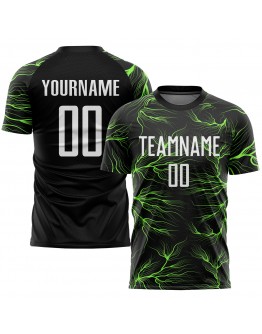 Best Pro Custom Black White-Neon Green Sublimation Soccer Uniform Jersey