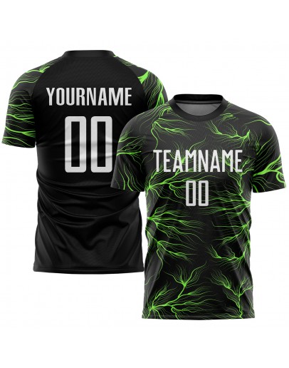 Best Pro Custom Black White-Neon Green Sublimation Soccer Uniform Jersey