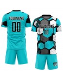 Best Pro Custom Aqua Black-White Sublimation Soccer Uniform Jersey