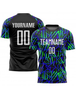 Best Pro Custom Black White-Neon Green Sublimation Soccer Uniform Jersey