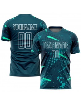 Best Pro Custom Green Green-Aqua Sublimation Soccer Uniform Jersey