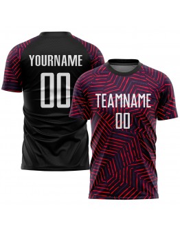 Best Pro Custom Black White-Red Green Sublimation Soccer Uniform Jersey