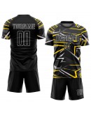 Best Pro Custom Black Black-Gold Green Sublimation Soccer Uniform Jersey