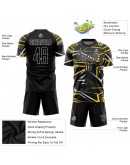 Best Pro Custom Black Black-Gold Green Sublimation Soccer Uniform Jersey