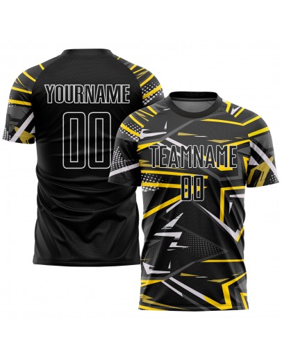 Best Pro Custom Black Black-Gold Green Sublimation Soccer Uniform Jersey