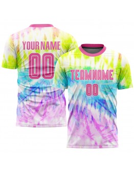 Best Pro Custom Tie Dye Pink-White Sublimation Soccer Uniform Jersey