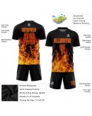 Best Pro Custom Black Red-Gold Flame Sublimation Soccer Uniform Jersey