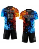 Best Pro Custom Figure Black-White Flame Sublimation Soccer Uniform Jersey