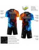 Best Pro Custom Figure Black-White Flame Sublimation Soccer Uniform Jersey