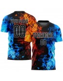 Best Pro Custom Figure Black-White Flame Sublimation Soccer Uniform Jersey