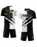 Best Pro Custom Graffiti Pattern Black-Old Gold Sublimation Soccer Uniform Jersey