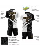 Best Pro Custom Graffiti Pattern Black-Old Gold Sublimation Soccer Uniform Jersey