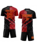 Best Pro Custom Graffiti Pattern Red-Gold Sublimation Soccer Uniform Jersey
