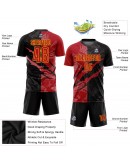 Best Pro Custom Graffiti Pattern Red-Gold Sublimation Soccer Uniform Jersey