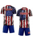 Best Pro Custom White Royal-Red American Flag Fashion Sublimation Soccer Uniform Jersey