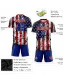 Best Pro Custom White Royal-Red American Flag Fashion Sublimation Soccer Uniform Jersey