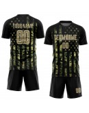Best Pro Custom Olive Vegas Gold-Black American Flag Fashion Sublimation Salute To Service Soccer Uniform Jersey