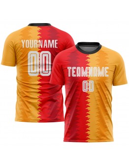 Best Pro Custom Gold White-Black Sublimation Soccer Uniform Jersey