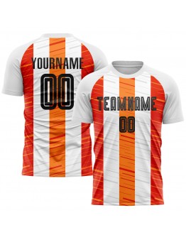 Best Pro Custom White Black-Orange Sublimation Soccer Uniform Jersey