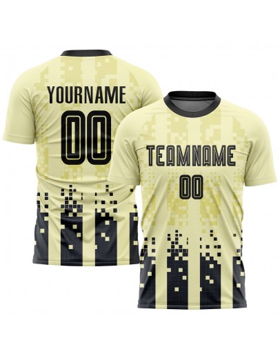 Best Pro Custom Cream Black Home Sublimation Soccer Uniform Jersey