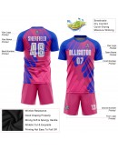 Best Pro Custom Pink White-Royal Third Sublimation Soccer Uniform Jersey