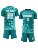 Best Pro Custom Aqua White Third Sublimation Soccer Uniform Jersey