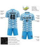 Best Pro Custom Light Blue Black-White Home Sublimation Soccer Uniform Jersey